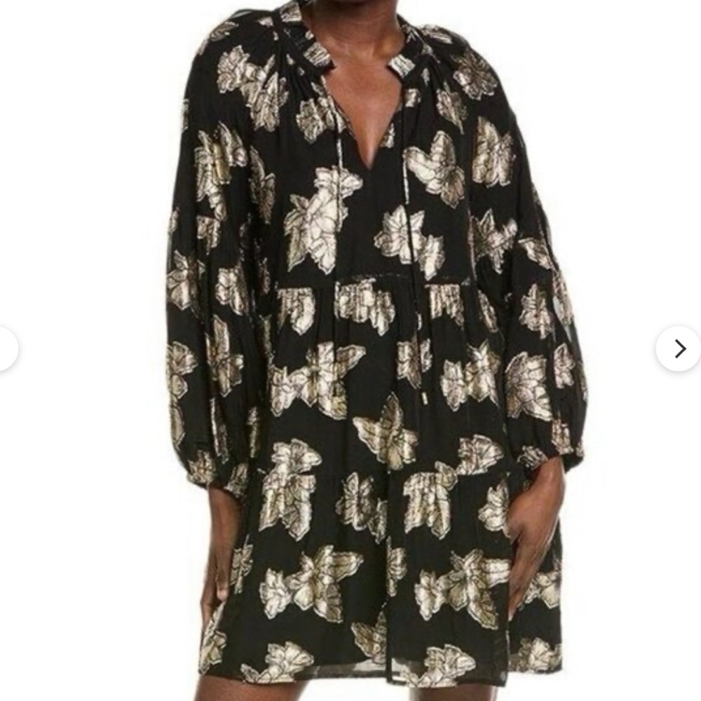 Tommy Bahama Shimmering Shores Jacquard Long Sleeve Tiered Dress - Picture 9 of 11